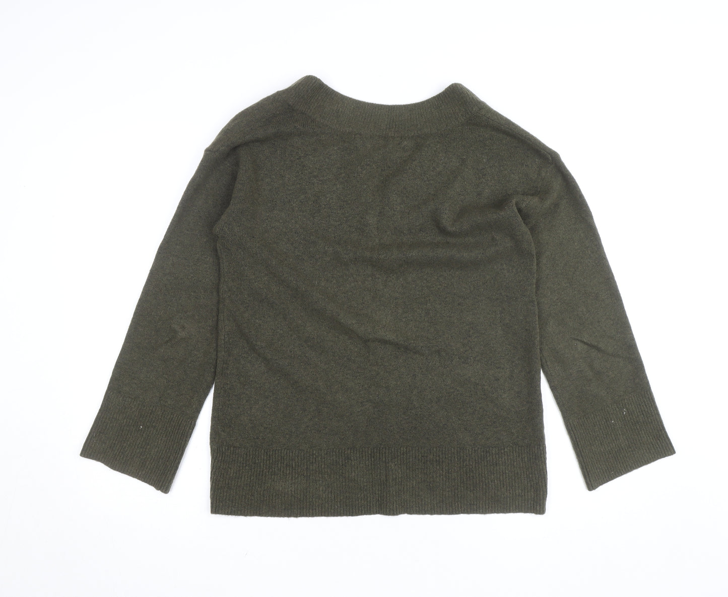 River Island Men's Green V-Neck Wool Blend Jumper XS