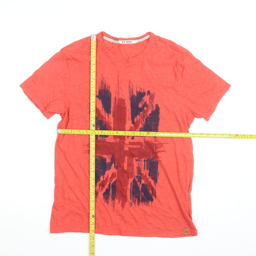 Ben Sherman Men Red Union Jack Graphic Cotton Blend T-Shirt M