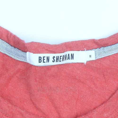 Ben Sherman Men Red Union Jack Graphic Cotton Blend T-Shirt M