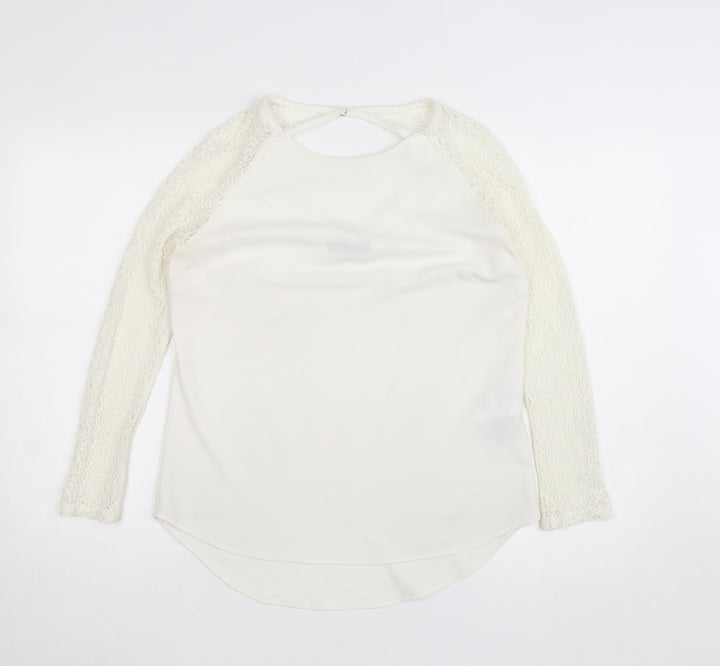 Vila Women's Ivory Lace Long Sleeve Blouse Size M