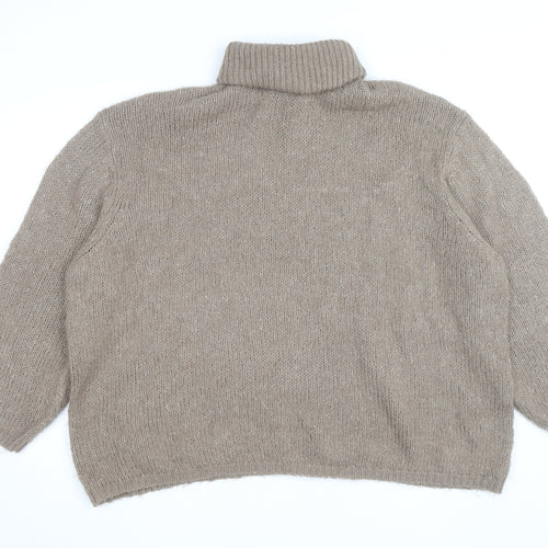 ASOS Women's Beige Roll Neck Chunky Knit Jumper Size 14