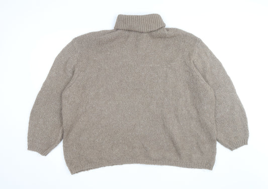 ASOS Women's Beige Roll Neck Chunky Knit Jumper Size 14