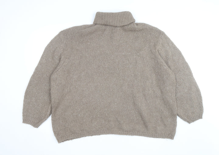 ASOS Women's Beige Roll Neck Chunky Knit Jumper Size 14