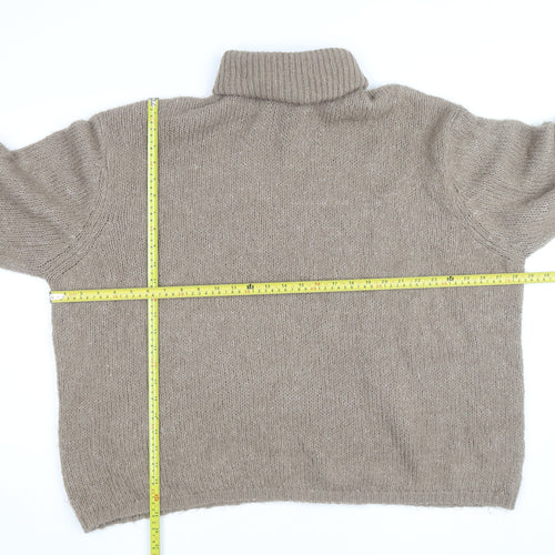 ASOS Women's Beige Roll Neck Chunky Knit Jumper Size 14