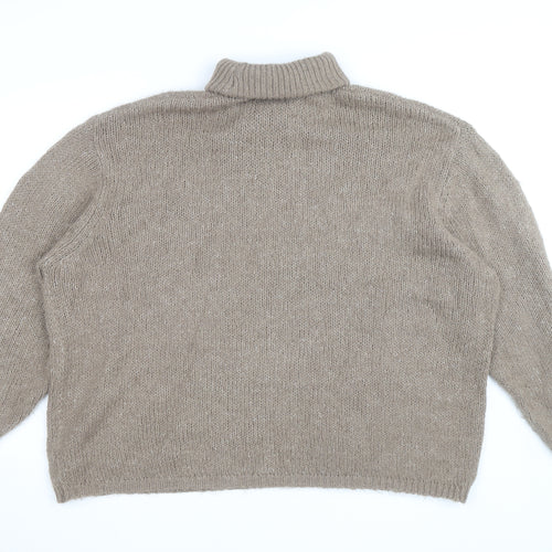 ASOS Women's Beige Roll Neck Chunky Knit Jumper Size 14