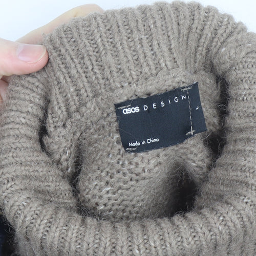 ASOS Women's Beige Roll Neck Chunky Knit Jumper Size 14