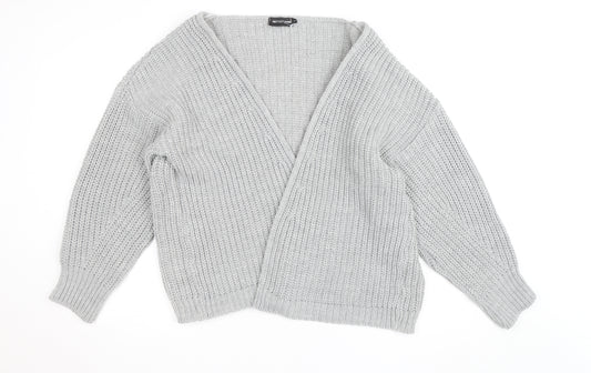 PrettyLittleThing Women’s Grey Chunky Knit V-Neck Cardigan Size S
