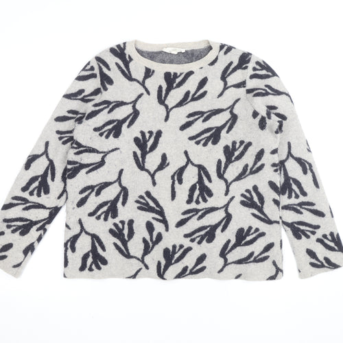 Seasalt Cornwall Women’s Grey Floral Lambswool Jumper UK 12