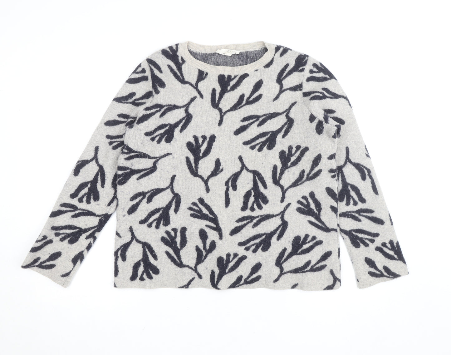 Seasalt Cornwall Women’s Grey Floral Lambswool Jumper UK 12