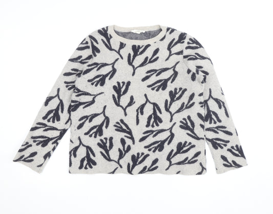 Seasalt Cornwall Women’s Grey Floral Lambswool Jumper UK 12