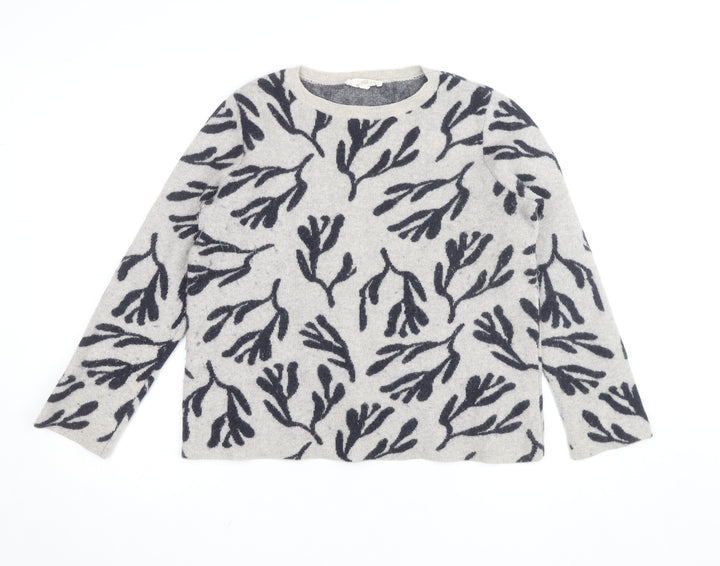 Seasalt Cornwall Women’s Grey Floral Lambswool Jumper UK 12