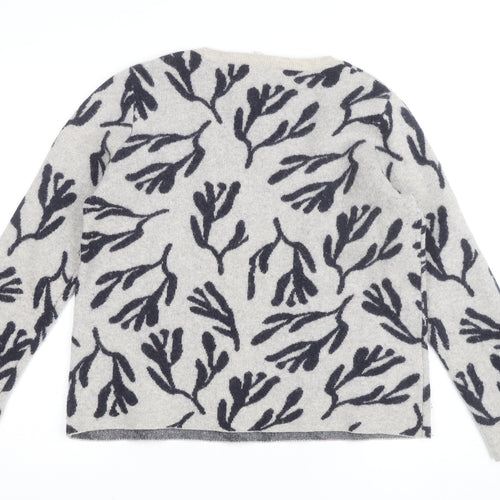 Seasalt Cornwall Women’s Grey Floral Lambswool Jumper UK 12