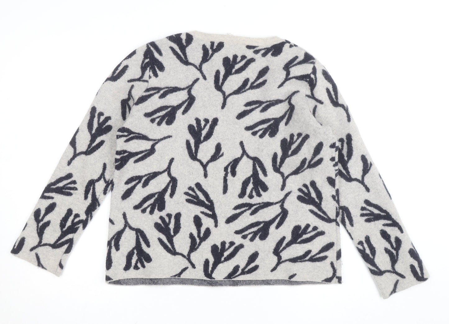 Seasalt Cornwall Women’s Grey Floral Lambswool Jumper UK 12