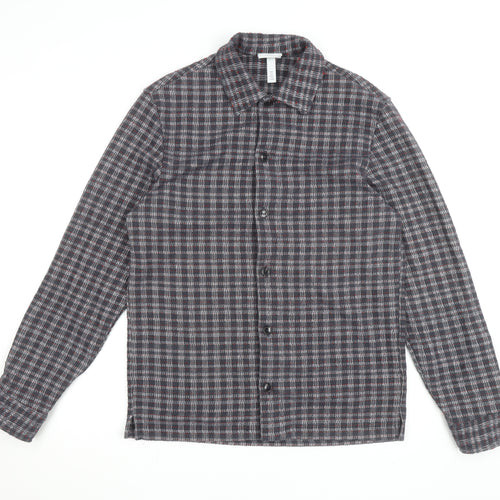 H&M Men's Grey Check Regular Fit Long Sleeve Button-Up Shirt Size S