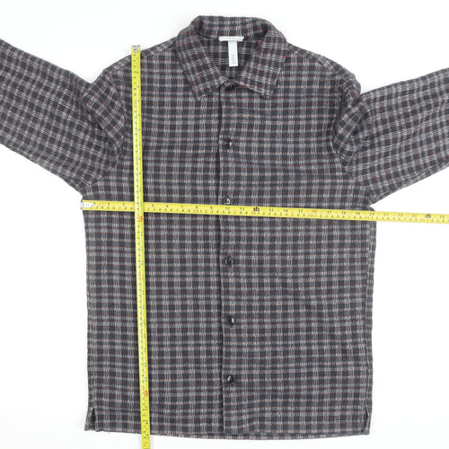 H&M Men's Grey Check Regular Fit Long Sleeve Button-Up Shirt Size S