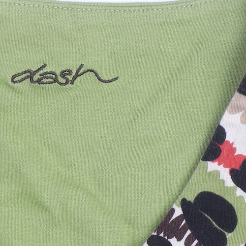 Dash Womens Green 3/4 Sleeve Embroidered V-Neck Cotton T-Shirt Size 12