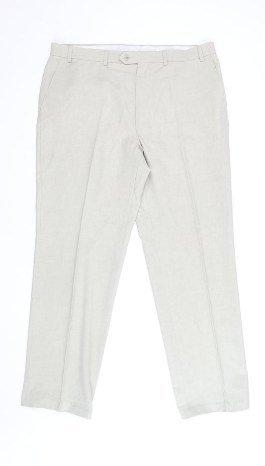 Marks and Spencer Men's Beige Regular Fit Chino Trousers 34W 31L