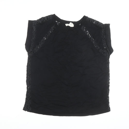 Forever 21 Womens Black Lace Trim Sleeveless Blouse Size L