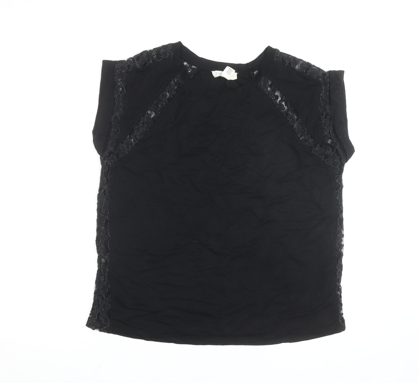 Forever 21 Womens Black Lace Trim Sleeveless Blouse Size L