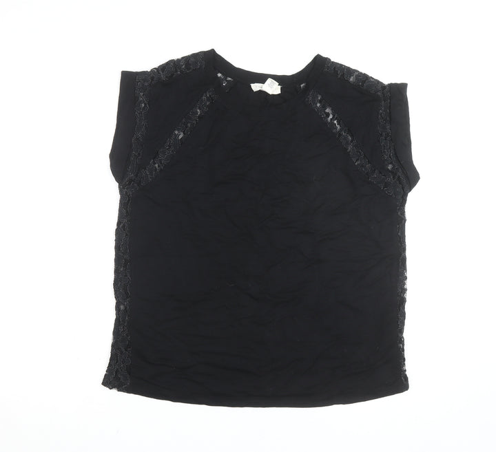 Forever 21 Womens Black Lace Trim Sleeveless Blouse Size L