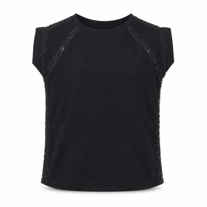 Forever 21 Womens Black Lace Trim Sleeveless Blouse Size L