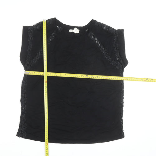 Forever 21 Womens Black Lace Trim Sleeveless Blouse Size L
