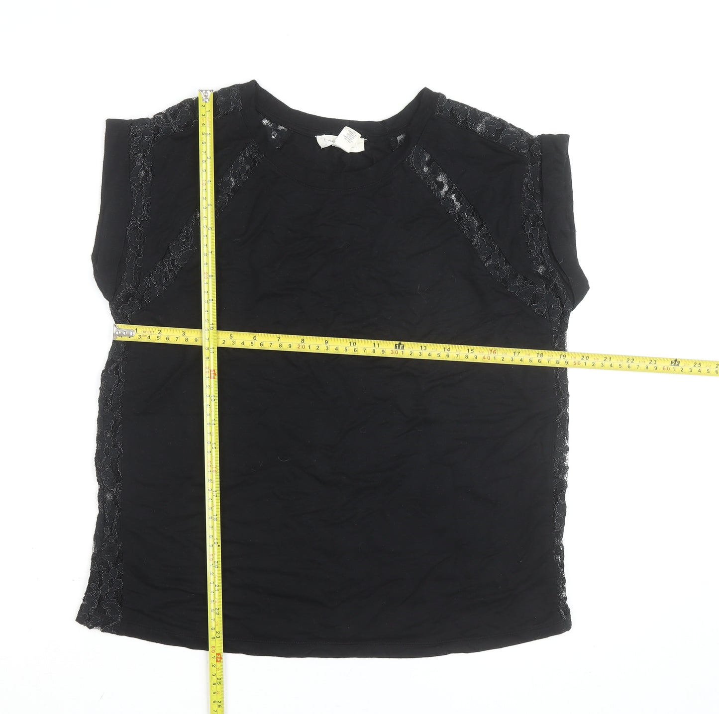 Forever 21 Womens Black Lace Trim Sleeveless Blouse Size L