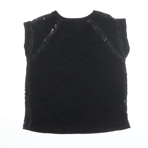 Forever 21 Womens Black Lace Trim Sleeveless Blouse Size L