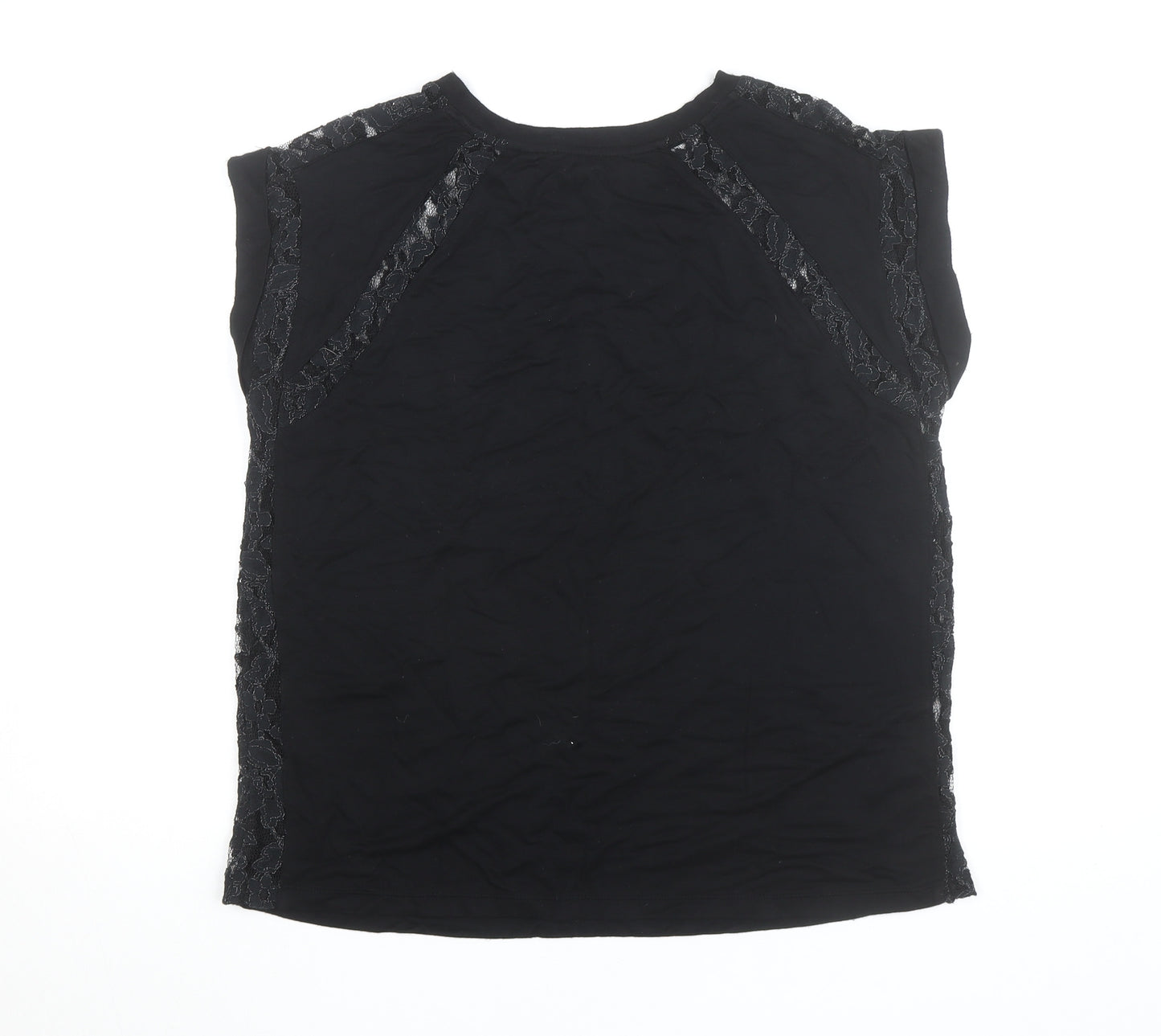 Forever 21 Womens Black Lace Trim Sleeveless Blouse Size L