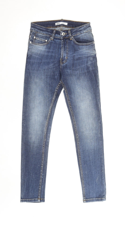Zara Women's Blue Skinny Jeans Size 10 Slim Fit Mid Rise Denim