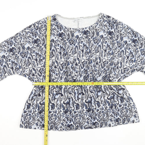 Gallery Women Blue Floral Ruffle Sleeve Tunic Top UK L