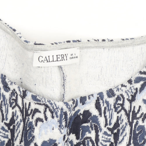 Gallery Women Blue Floral Ruffle Sleeve Tunic Top UK L