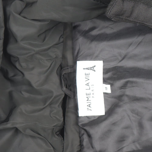 J’aime La Vie Women’s Black Long Hooded Puffer Coat Size 18