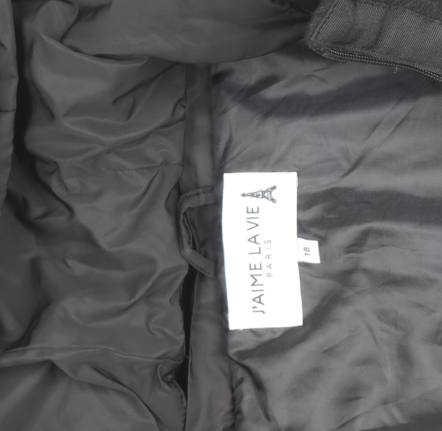 J’aime La Vie Women’s Black Long Hooded Puffer Coat Size 18