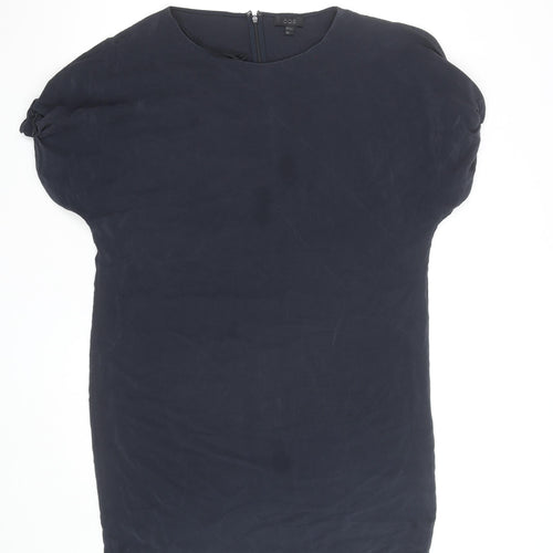 COS Women Blue Silk Short Sleeve Blouse Size 14
