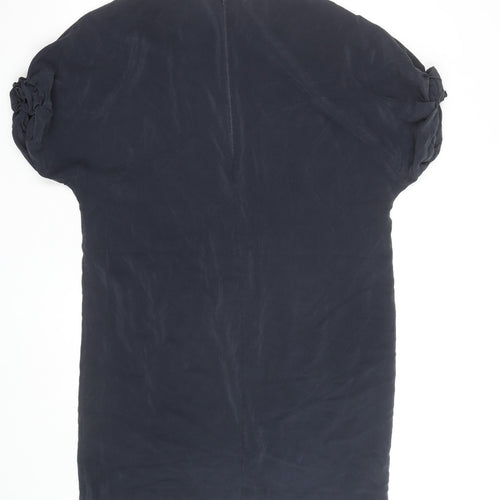 COS Women Blue Silk Short Sleeve Blouse Size 14