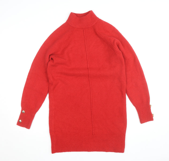 River Island Womens Red High Neck Knit Jumper Size M