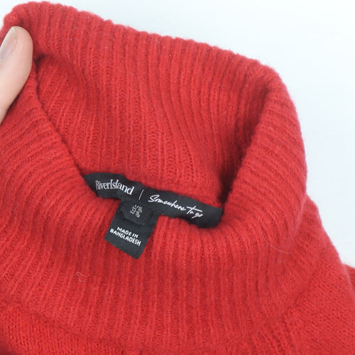 River Island Womens Red High Neck Knit Jumper Size M