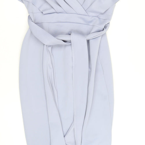 ASOS Women’s Blue Off Shoulder Belted Sheath Dress Size 10