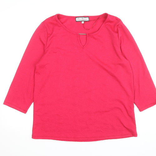 Paco Boutique Womens Pink 3/4 Sleeve Stretch Blouse Size 16
