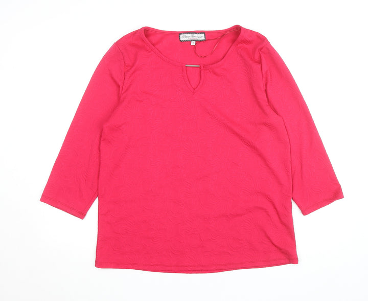 Paco Boutique Womens Pink 3/4 Sleeve Stretch Blouse Size 16
