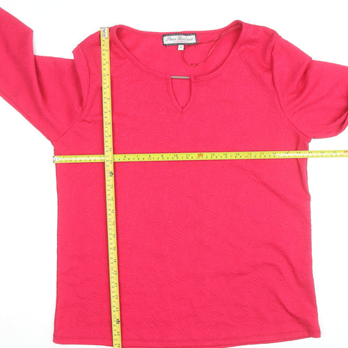Paco Boutique Womens Pink 3/4 Sleeve Stretch Blouse Size 16