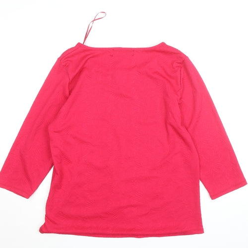 Paco Boutique Womens Pink 3/4 Sleeve Stretch Blouse Size 16