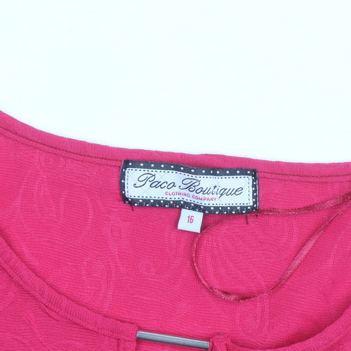 Paco Boutique Womens Pink 3/4 Sleeve Stretch Blouse Size 16