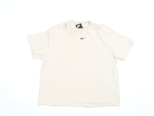Nike Men's Beige Crew Neck Short Sleeve Cotton T-Shirt M