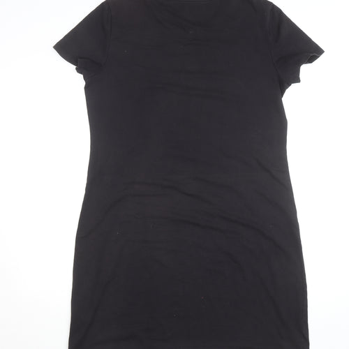 DKNY Women Black Large Short Sleeve Crew Neck Cotton T-Shirt