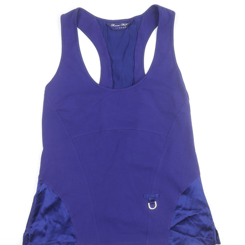 Karen Millen Women's Blue Racerback Lace-Up Tank Top Size 16