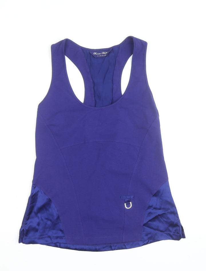 Karen Millen Women's Blue Racerback Lace-Up Tank Top Size 16