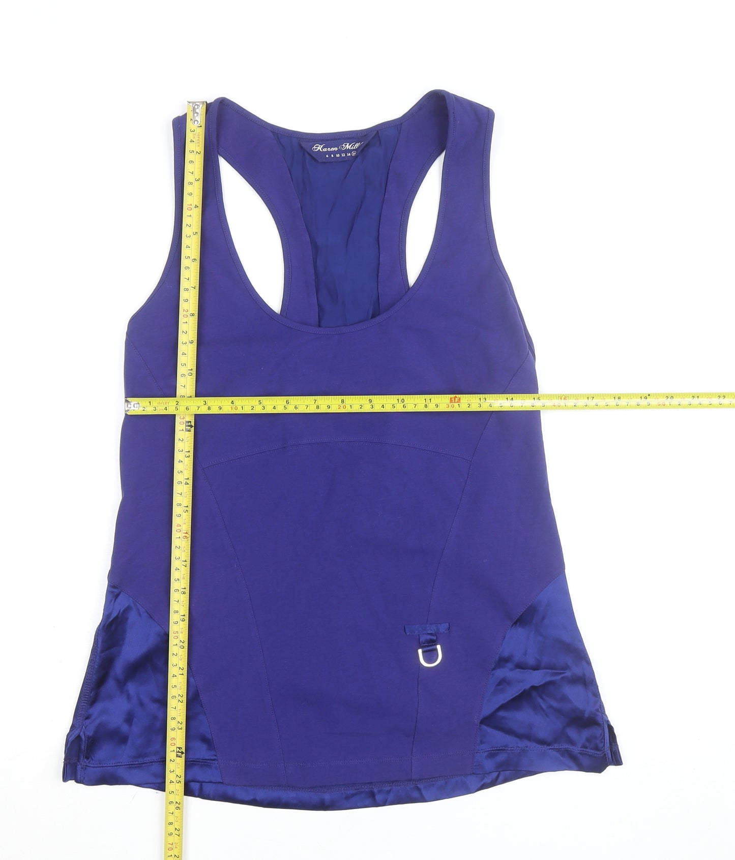 Karen Millen Women's Blue Racerback Lace-Up Tank Top Size 16