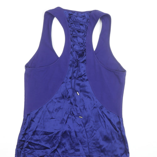 Karen Millen Women's Blue Racerback Lace-Up Tank Top Size 16